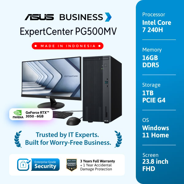 ASUS EXPERTCENTER PG500MV Core 7 240H/16GB DDR5/1TB SSD/RTX 3050 6GB/Win 11 Home/LCD 23.8 Inch