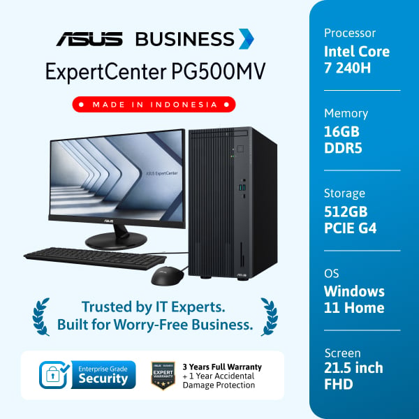 ASUS EXPERTCENTER PG500MV Core 7 240H/16GB DDR5/512GB SSD/Win Home/LCD 21.5 Inch