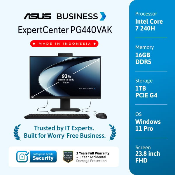 ASUS ExpertCenter PG440VAK Core 7 240H/16GB/1TB SSD/WIN 11 PRO/23.8 Inch FHD